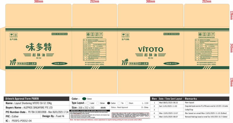Shortening 50-52 “Vitoto Brand“